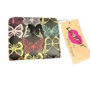 Black Multicolor Butterfly Wallet